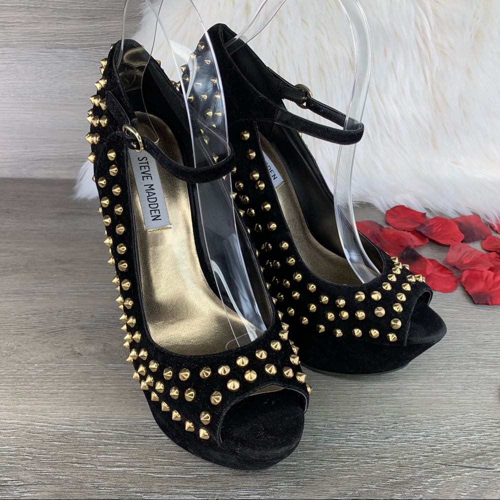 Steve Madden Gamblee Spike Peep Toe Platform Pumps - Picture 3 of 8